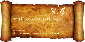 Mrákovics Gábor névjegykártya